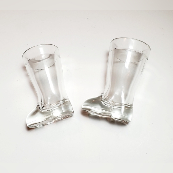 MCM Mod Dep Clear Boot Set of 2 Shot Liqueur Glasses - Picture 2 of 6